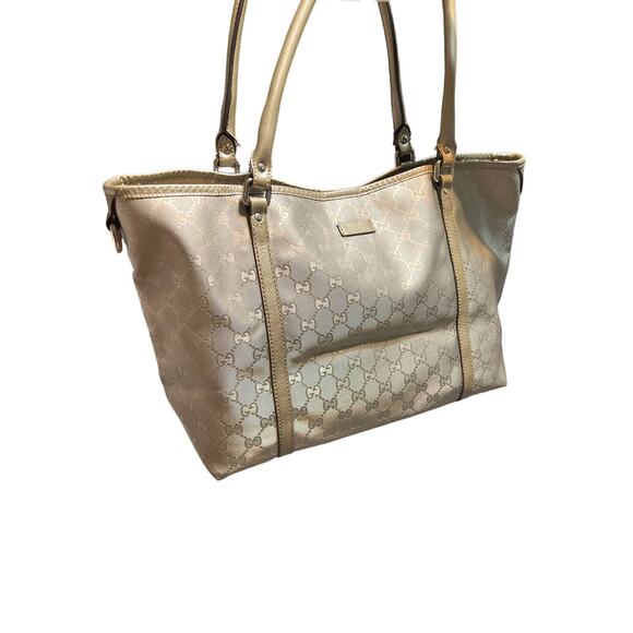 Gucci Handbags - Gucci Joy Imprime Tote Silver PVC Leather Trim Shoulder Bag 197953 214397
